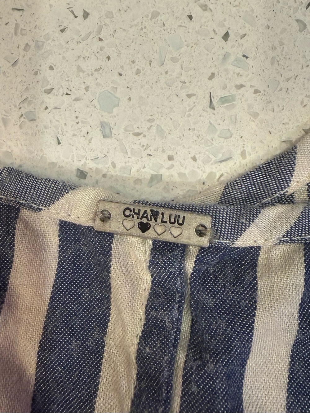 Chan Luu Blue and White Striped Mini Tiered Shirt